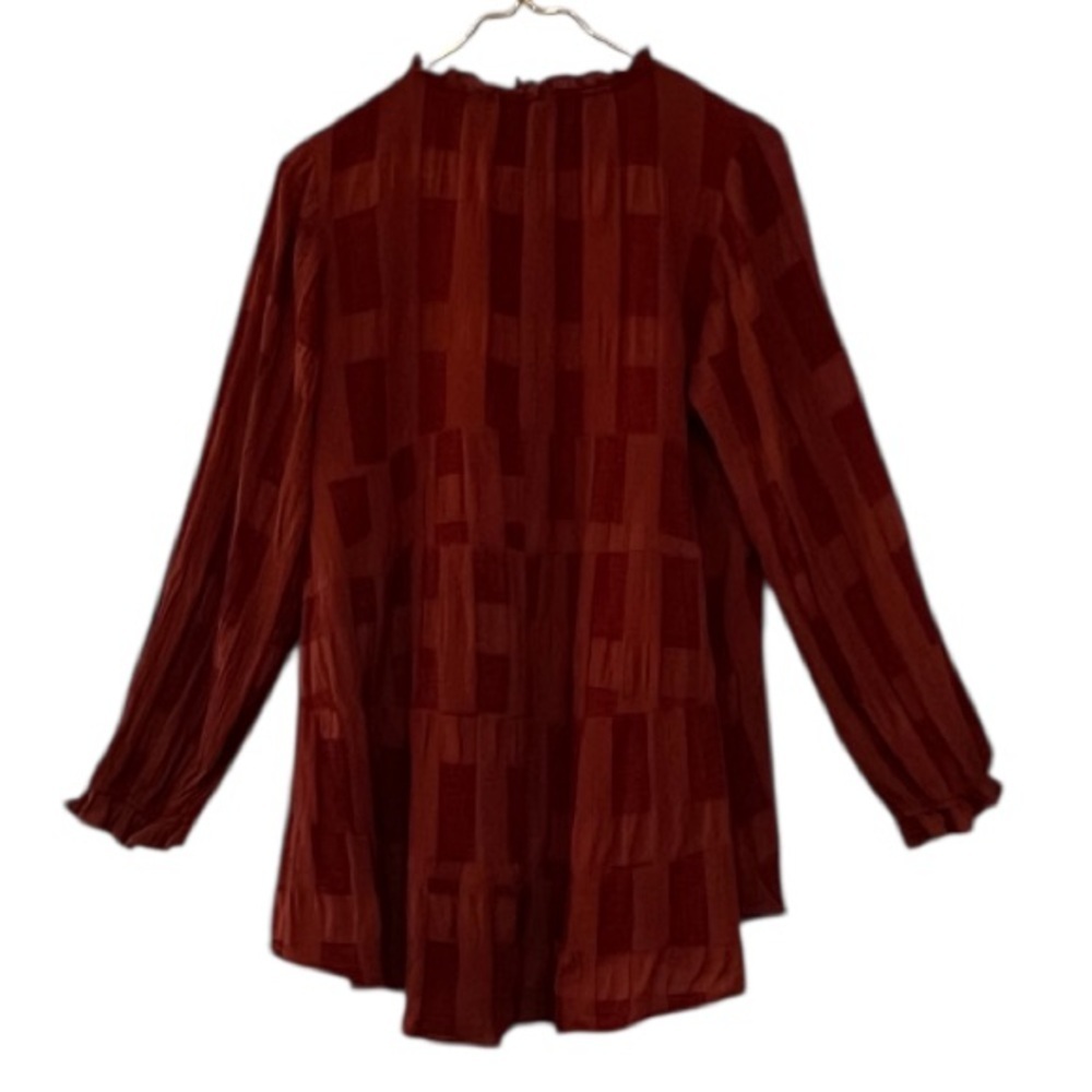 Umgee Chenille Babydoll Tunic Top Dress Rust Split Neck Long Sleeve XL - Picture 7 of 13